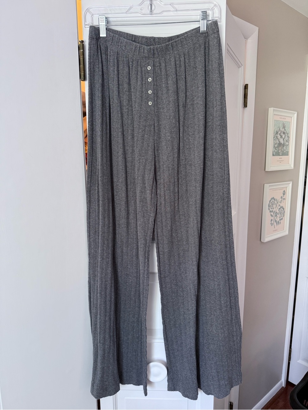 LESET Pointelle Grey Granite Boxer Pants Size Large